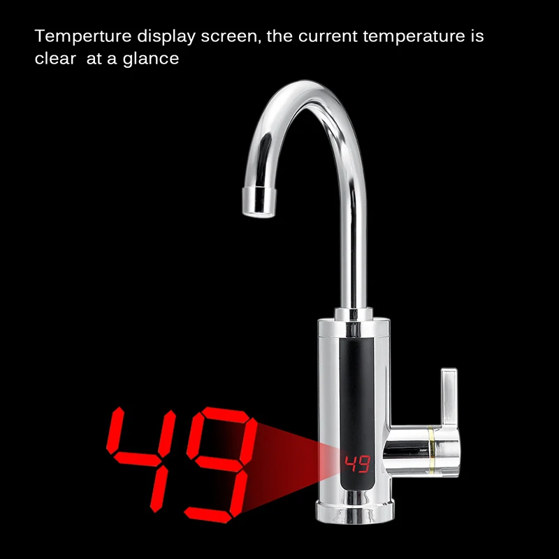 3000W Electric Kitchen Water Heater Faucet Tap Instant Hot Water Cold Heating Faucet Tankless Water with LED Digital Display