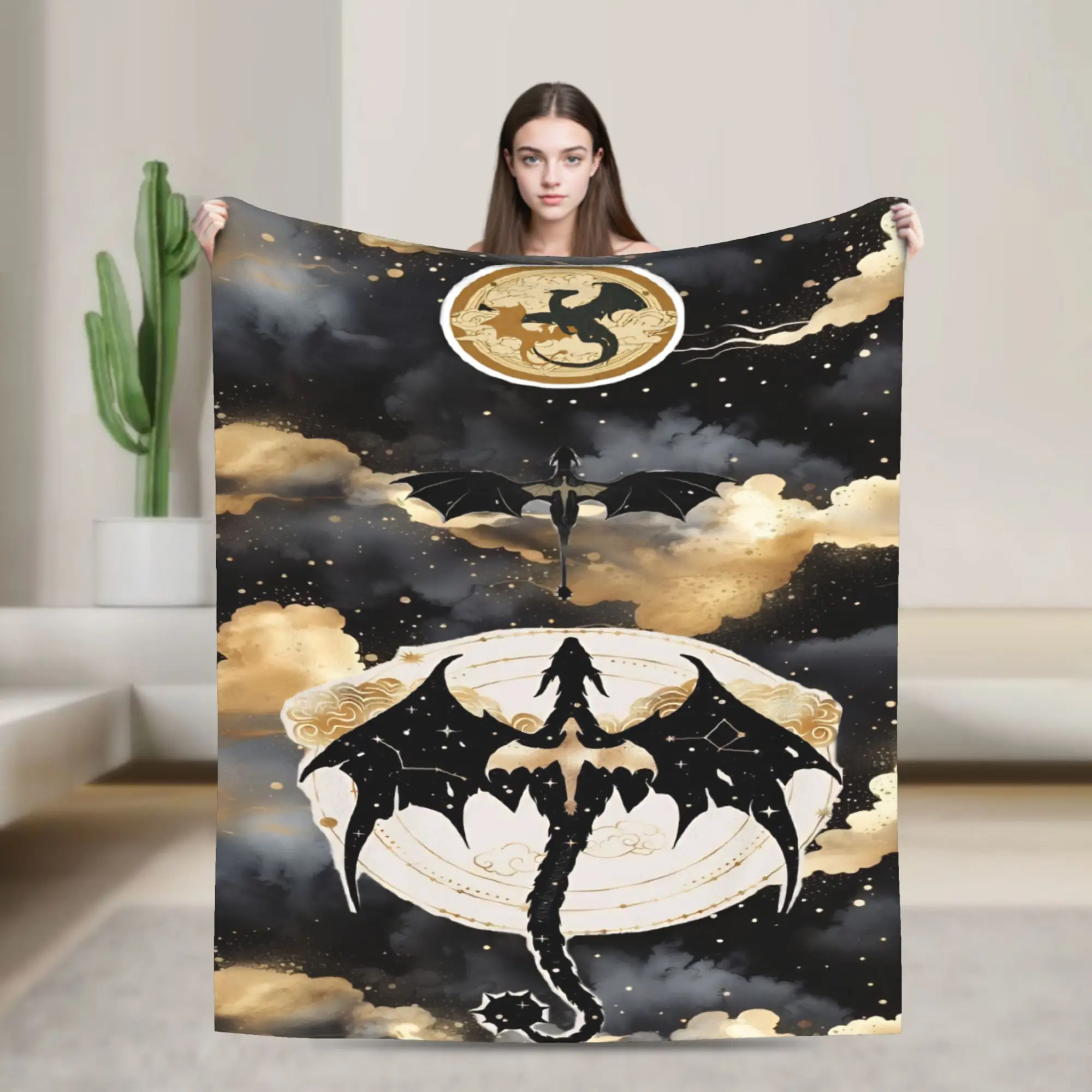 F-Fourth W-Wing Dragon Blankets Fleece  Cozy Lightweight Thin Throw Blanket for Sofa Rug Piece