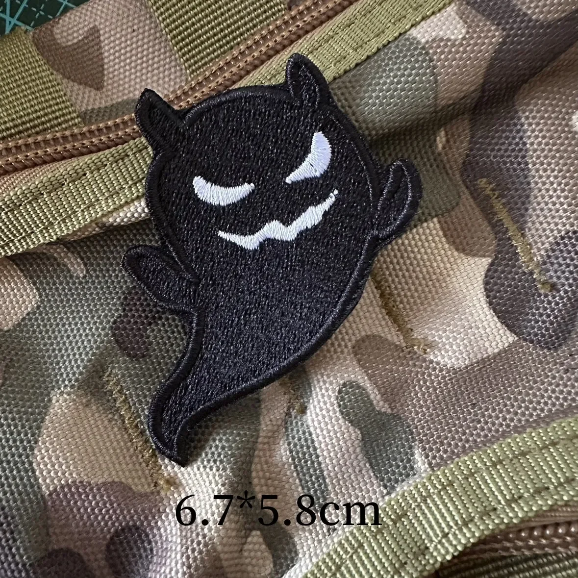 Cartoon  ghost Cat Embroidered Armband Morale Badge Encouraging Cat Thumbs Up Decorative DIY Hook&Loop Patches Backpack Stickers