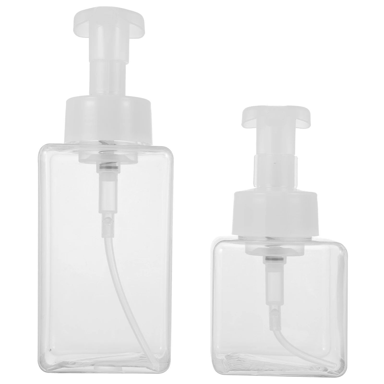 

2 Pcs Foam Dispenser Bottles Durable PP PETG Square Containers Travel Mousse Gel Lotion Portable Reusable