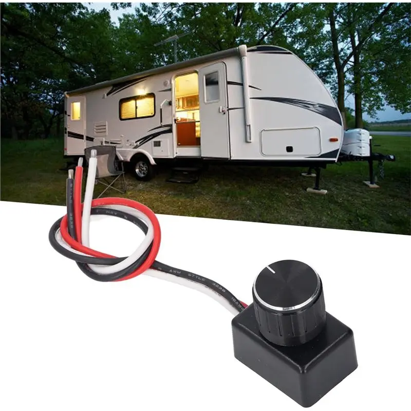 Aug. LED Dimmer Switch 2-Pack, Smooth Dimming 5%-100%, PWM Knob, 12-24V For RV Boat Truck Strip Lighting