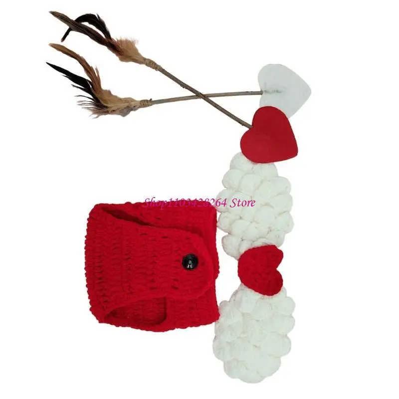 Newborn Photo Set Cupid Costume Crochet Jumpsuit Angel Wing Photo Props Baby Clothes Infant Photography Suit