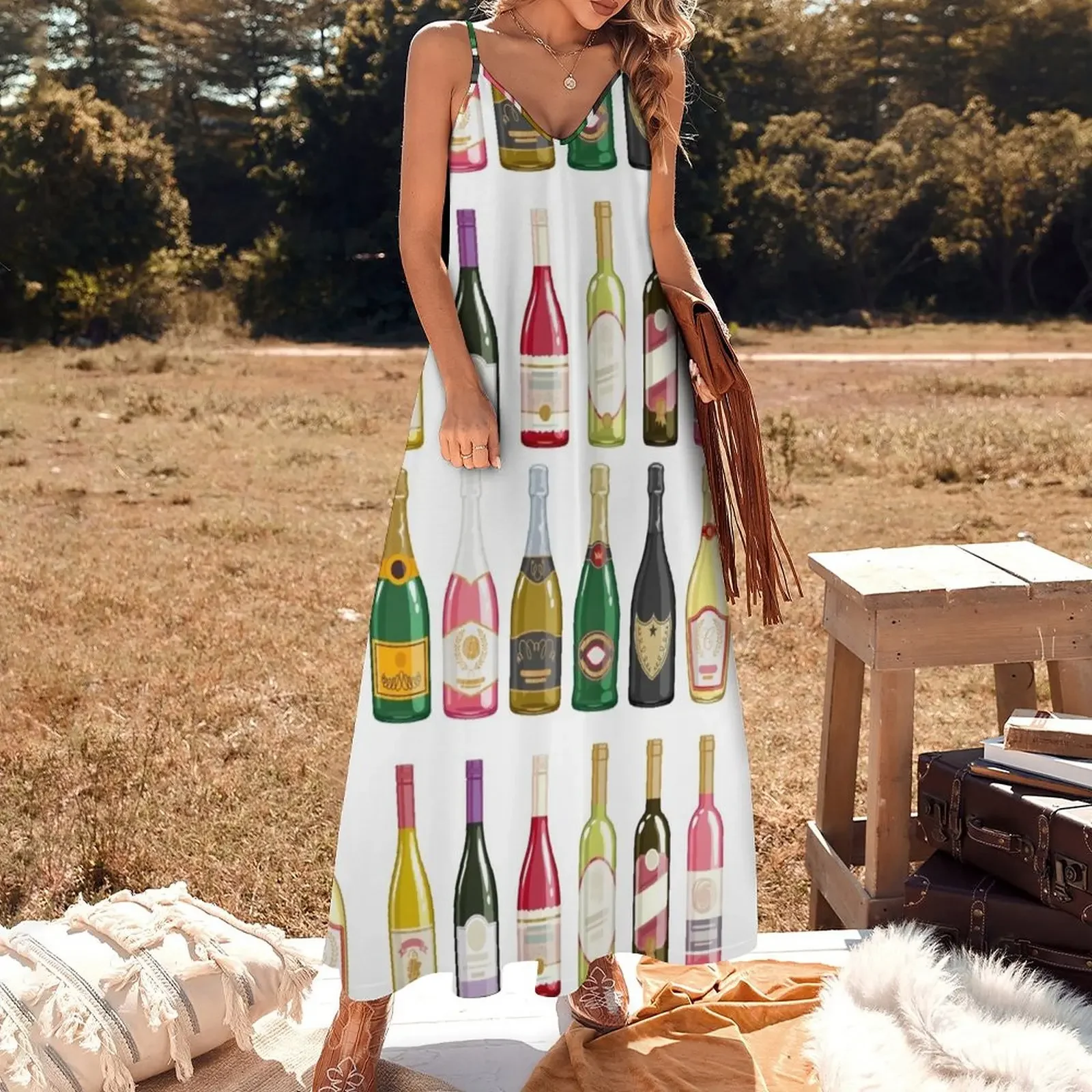 Wine bottles Sleeveless Dress evening dresses women women's clothing korea stylish