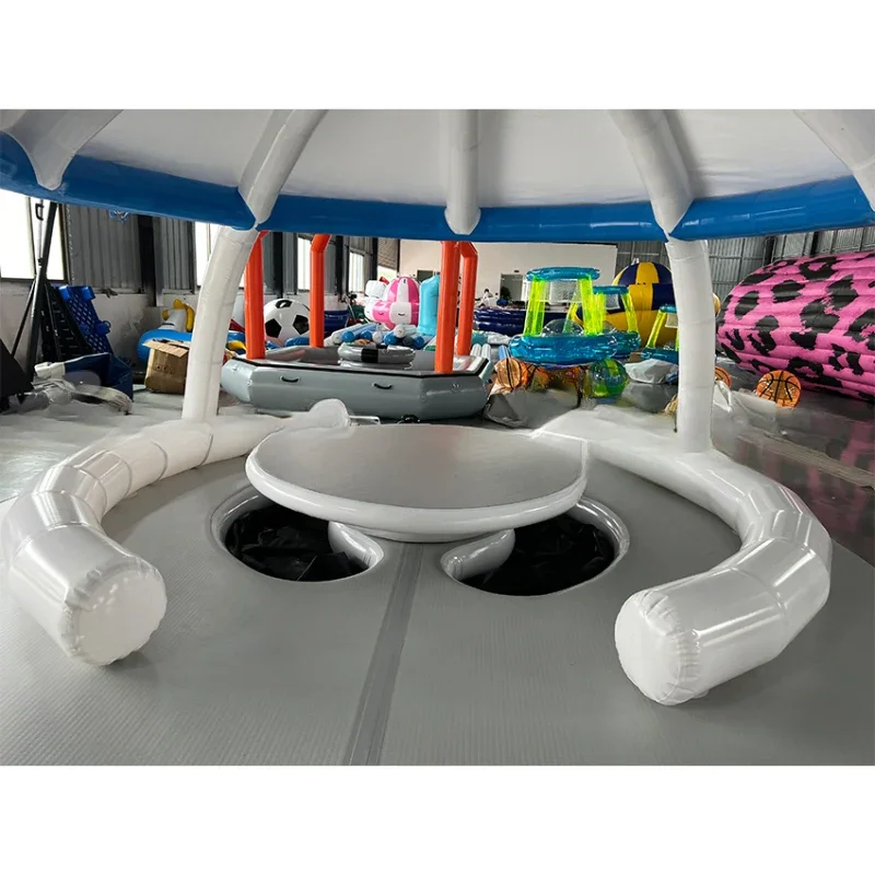 White Floating Island Seats Strong Fabric Inflatable Floating Tent Bed Swim Platform Floating Dock