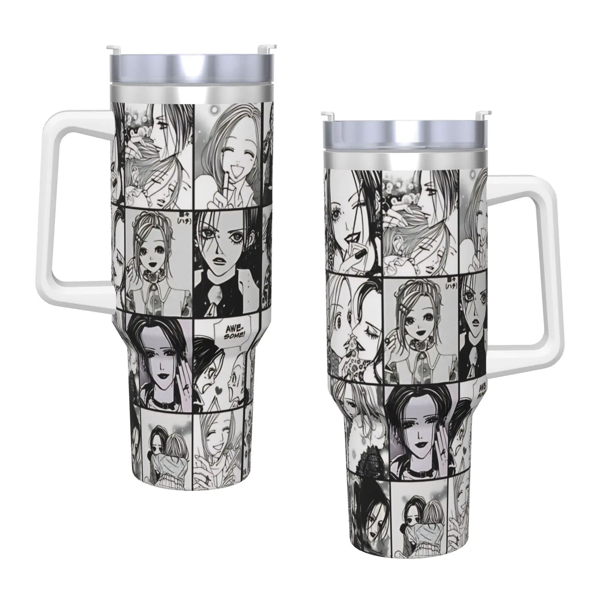 Nana x Hachi Manga Panel collage Stainless Steel Tumbler Travel Mugs Cup 40oz Thermal Cups Portable Drinks Milk Tea Water Bottle