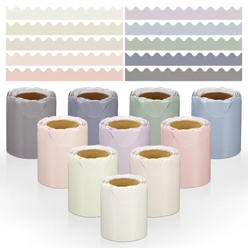 10 Rollen Prikbord Grens Klaslokaal Geschulpte Strip Kleurrijke Ambachtelijke Prikbord Papier Border Schoolbord Trimmer