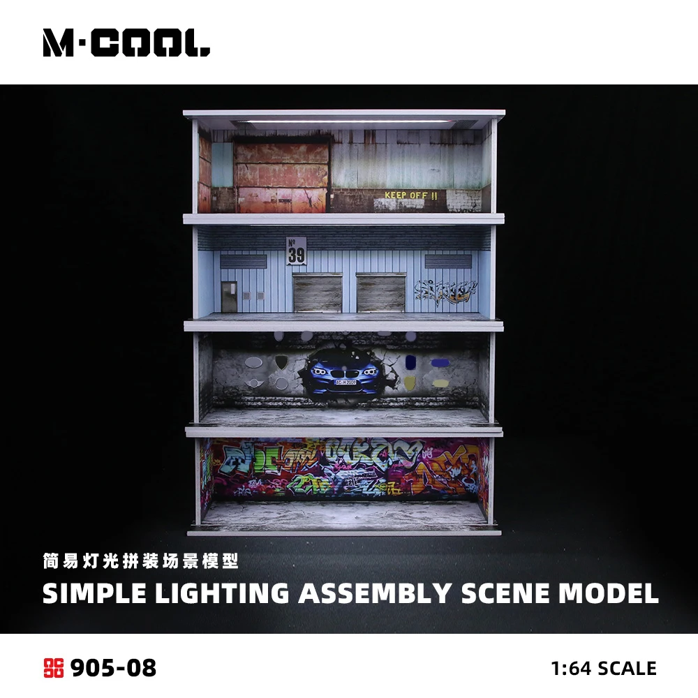 MoreArt&M·COOL 1:64 Simple Lighting Assembly Scene Model,Parking Lot Diorama For Display&Collection&Gift