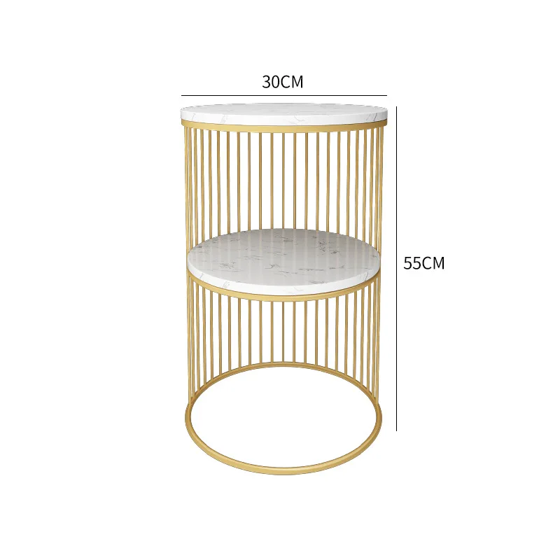 Mini Iron Light Luxury Side Table Round Corner Round tabletop Marble Coffee Simple Multi-layers living room Furniture