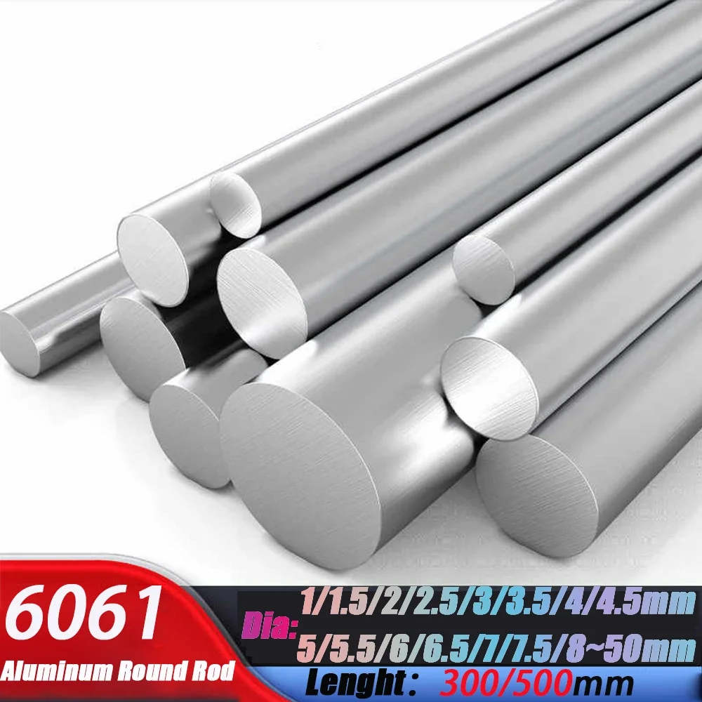 Solid Aluminum Round Rod 1x500mm 1.5mm 2mm 2.5mm 3mm 4mm 5mm 6mm 7mm 8mm 9mm 10mm 11mm 12mm 13mm 14mm 15mm 16mm-50x300mm 6061