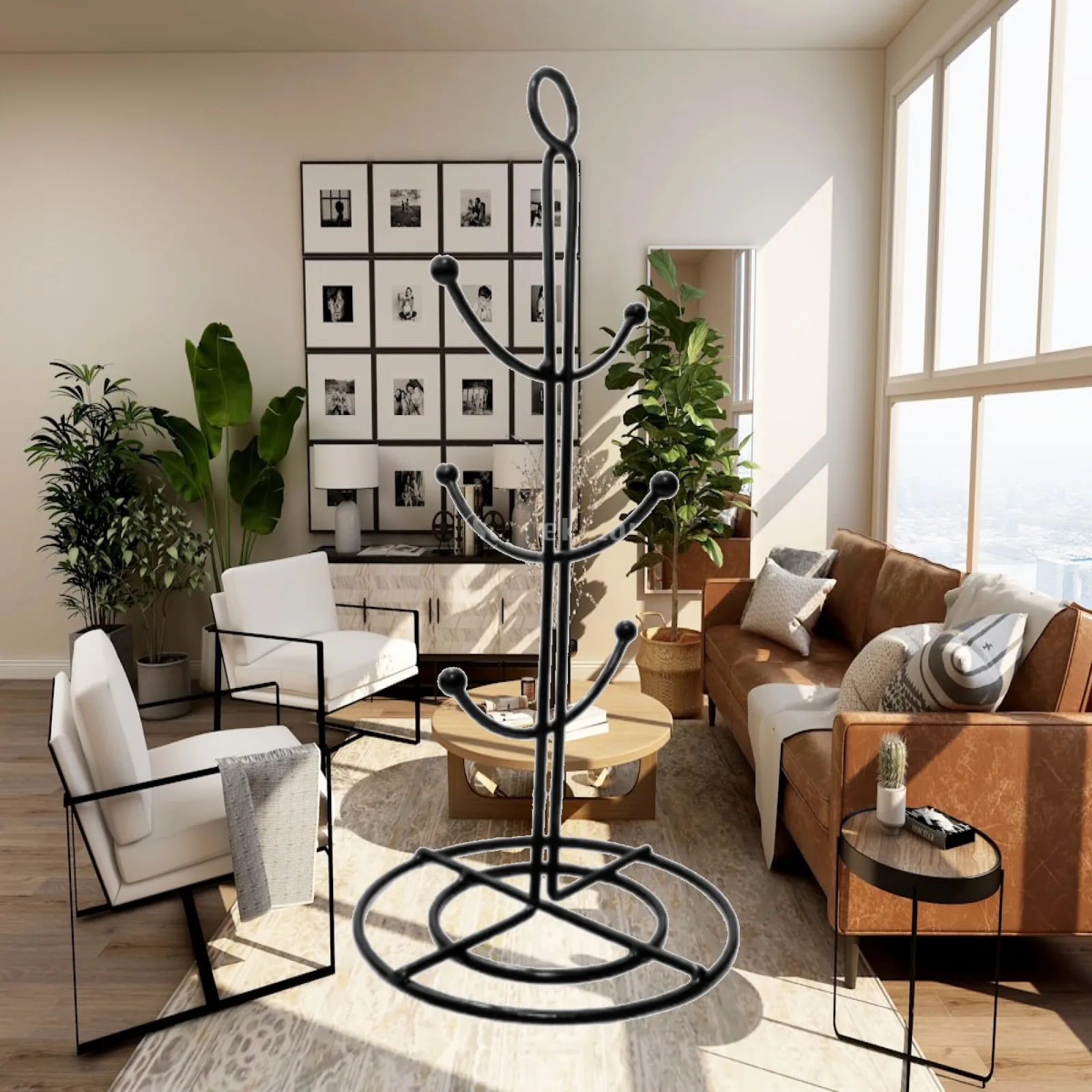 Iron Wire Cup Rack Sturdy Freestanding Cup Drying Rack Drinkware Drying Stand with Hanging Arms Smooth Edges for Coffee Station
