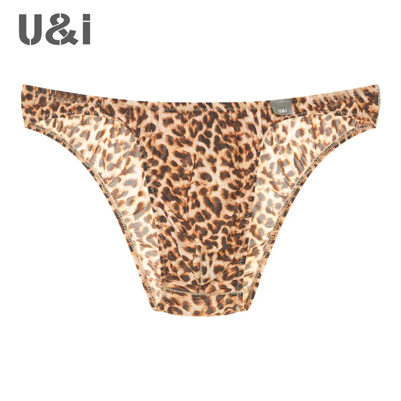 U&I briefs men's sexy personalized printed high-elastic thin nylon transparent one-piece seamless upward half-covering underwear