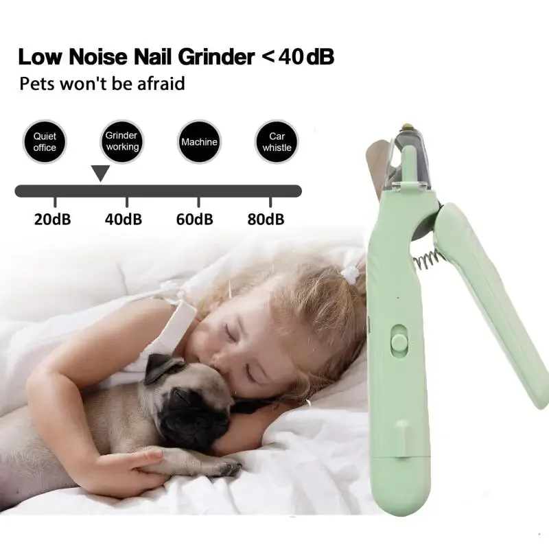 2-in-1 Pet Anti Splash Nail Clipper with LED Light Safety Lock Cat Dog Special Blood Line Scissors Nail Grinder Grooming Tool