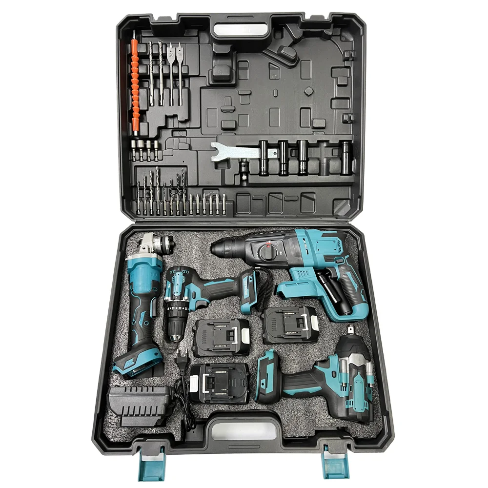 

Промышленная угловая шлифмашина 125 мм, аккумуляторная дрель-шуруповерт, набор пластиковых инструментов, литиевая батарея 21В