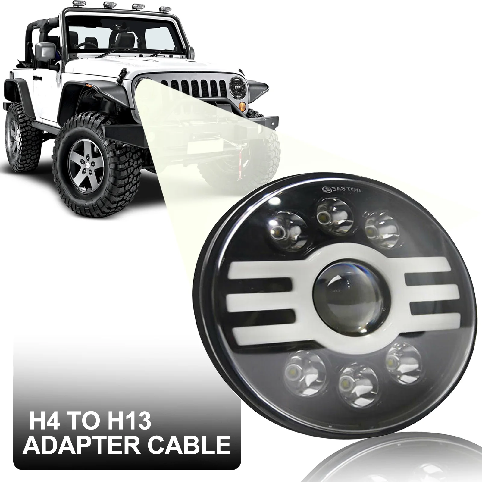 سيارة LED ضوء مستدير 7in قطر 500 واط 6 الخرز سبائك الألومنيوم جولة LED سيارة ضوء سيارة LED ضوء دائري جولة LED سيارة الخفيفة