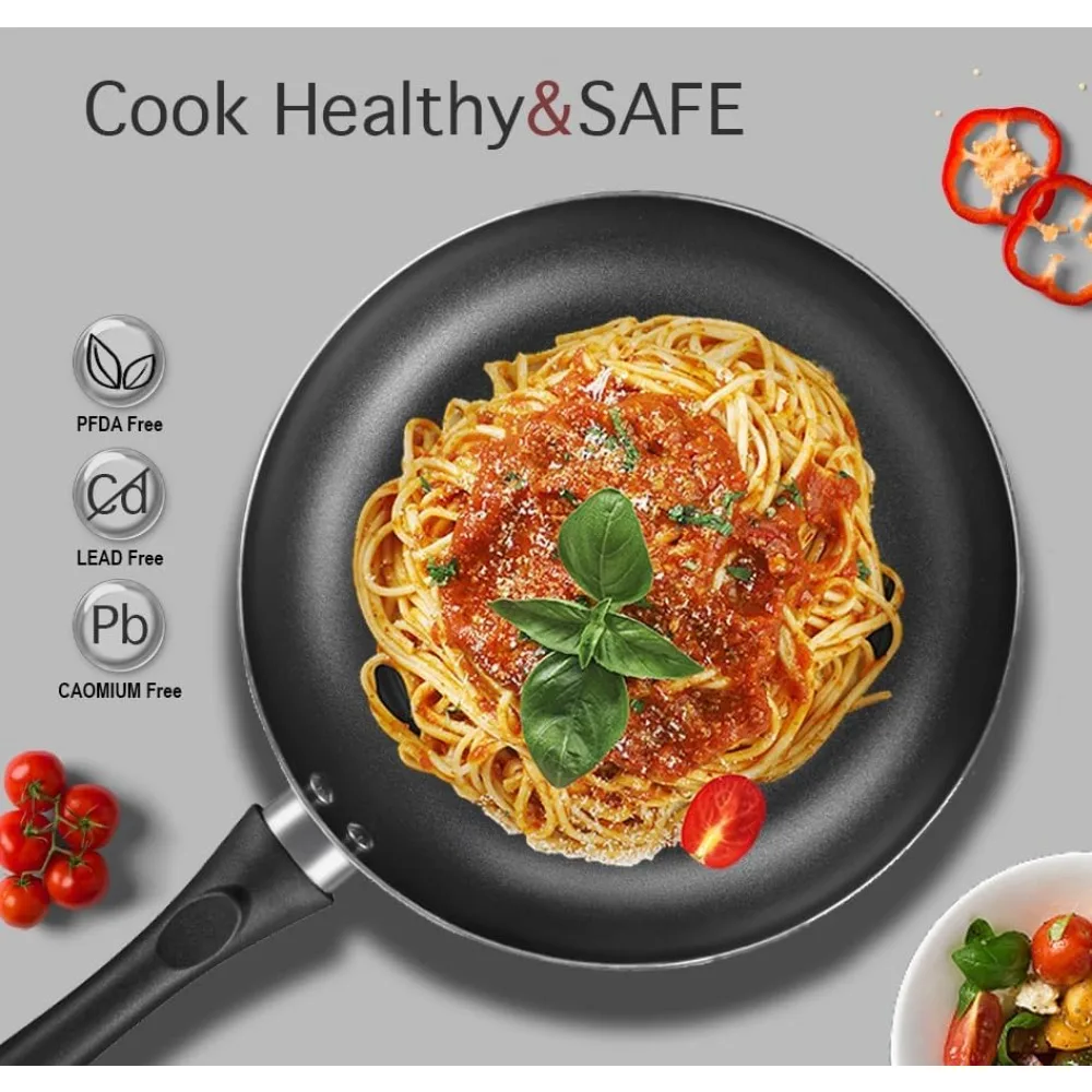 8pcs black ceramic pots and pans set, cooking pan set,cooking pot set ceramic pan set, nonstick cookware set, induction safe kit