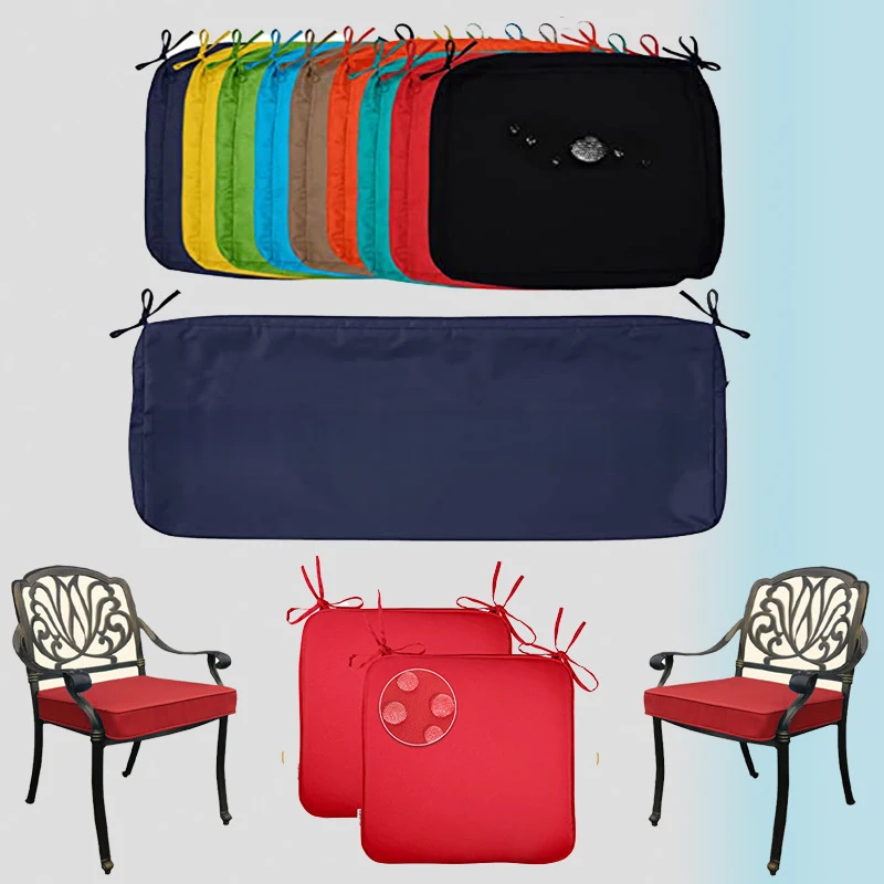 Outdoor Waterproof Cushion Cover, Garden Courtyard Sofa Rattan Chair Seat Pad Replacement, Anti-slip Lace-up Bench Cushion Cover