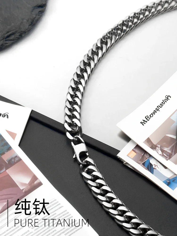 Fashion 9.5mm Pure Titanium Twist Chain Necklace Bracelets for Men Women Anti-Allergic Weave Whip Chain Jewelry Birthday Gifts