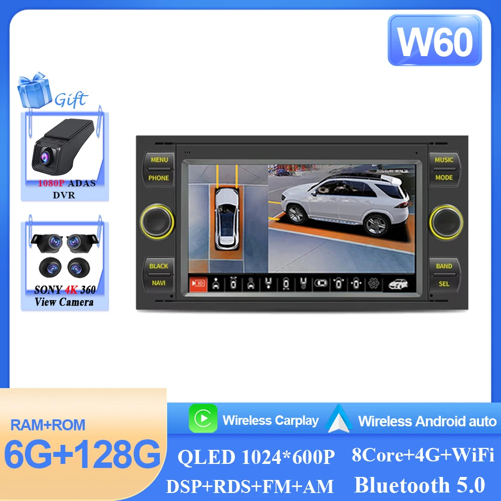 Android15 Autoradio Wifi Navi Voor Ford Mondeo S-max Focus C-MAX Galaxy Fiesta Transit Fusion Connect Kuga multimedia GPS BT WIFI