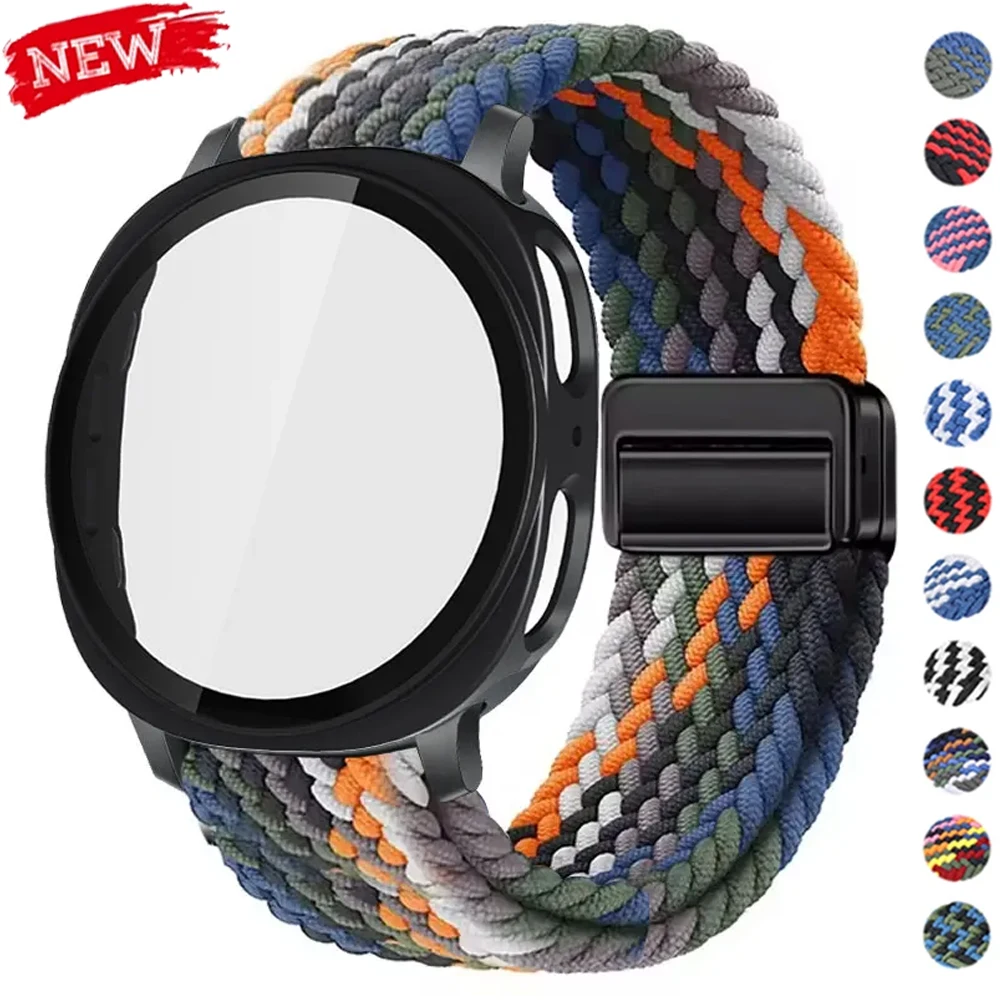 Weaves Sportarmband für Samsung Watch 8 40 mm 44 mm, Gehäuse aus gehärtetem Glas, Nylon-Schlaufenband für Galaxy Watch 8 Classic 46 mm Uhrenarmband