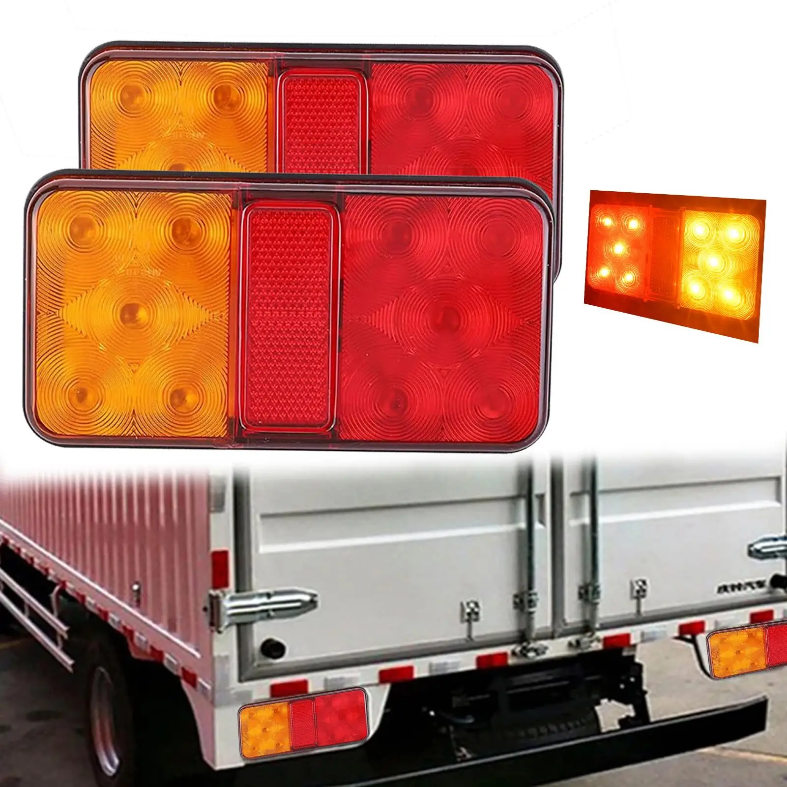

2PCS 10LED Dual - Color Truck Trailer Tail Lights, 12V - 24V Side Marker & Clearance Lamps