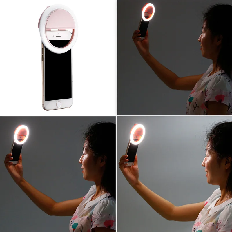 Portable Mini Selfie Fill Light Rechargeable 3 Modes Adjustable Brightness Clip On For Mobile Phone Computer Fill Light