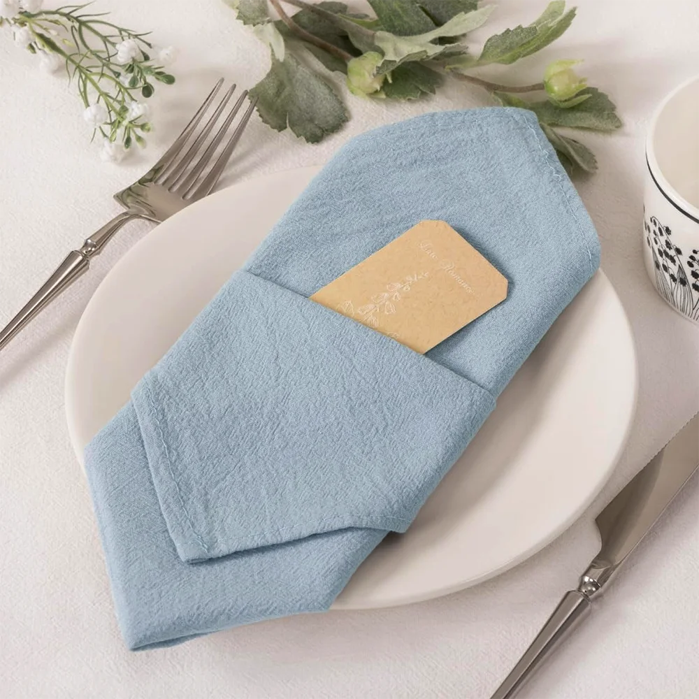 20pcs Cloth Napkins 30x45cm Wedding Dusty blue Napkin Cotton Fabric Serviette Kitchen Tea Towel Placemat Home Party Table Decor