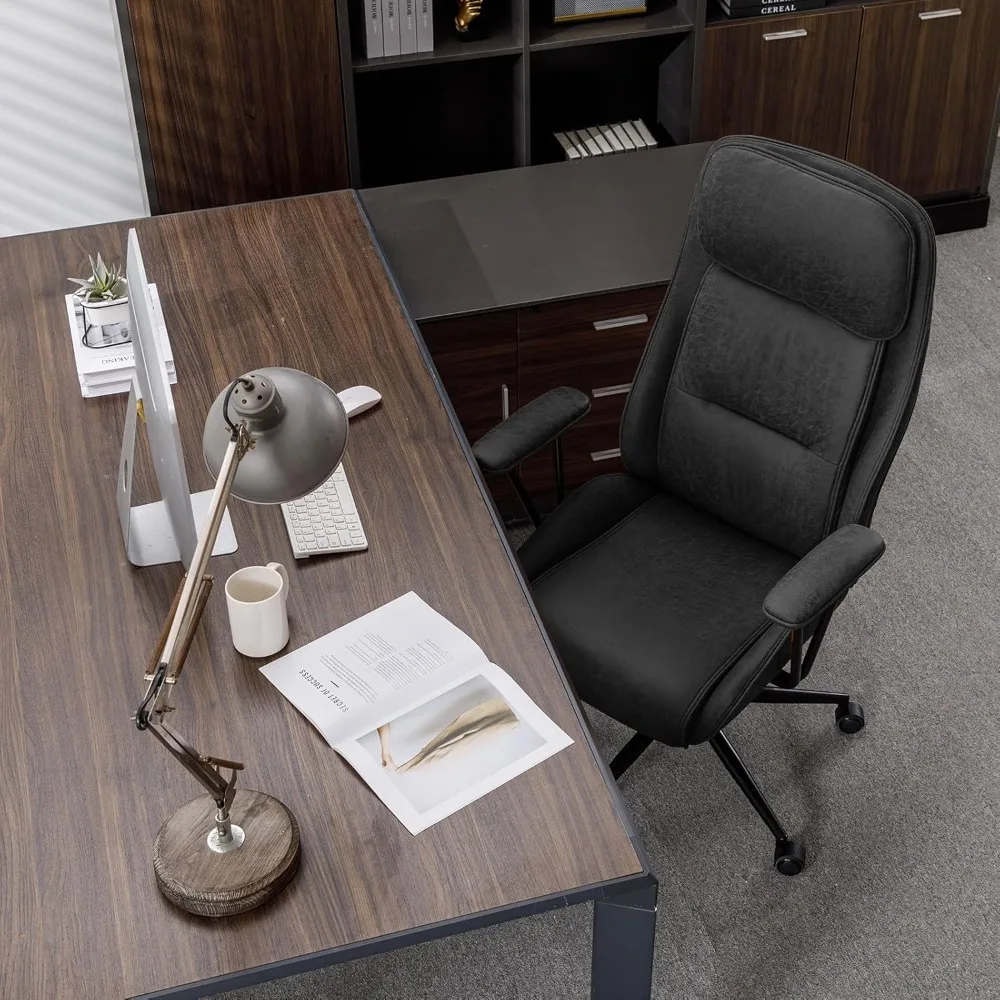 High Back Office Desk Chair,Ergonomic Reclining Office Chair,Modern Swivel Computer Chair,Conference Room Chairs,Black Leather C