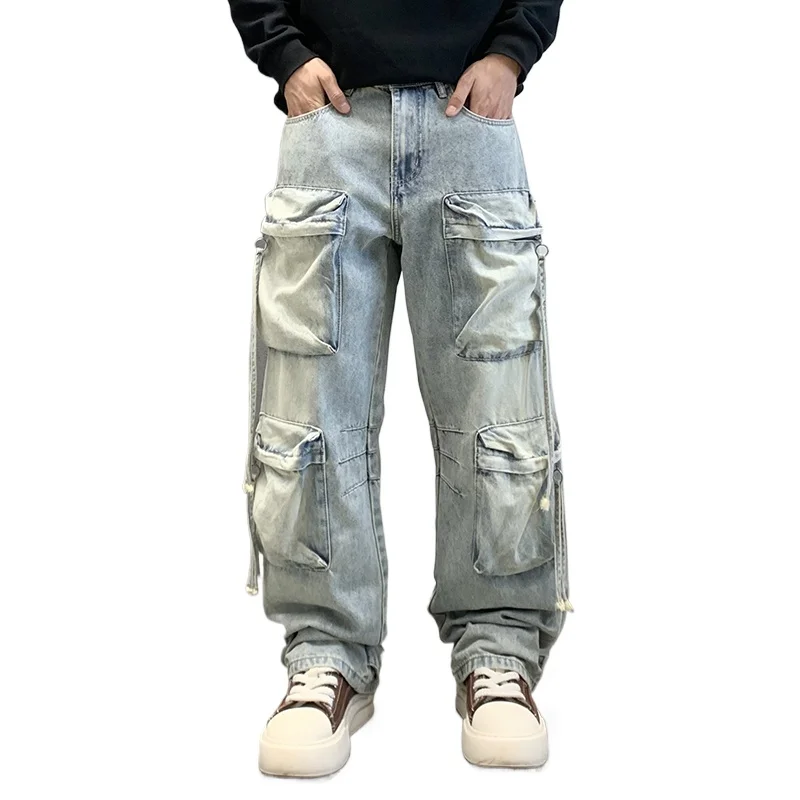 남성 streetwear 힙합 멀티 포켓 루즈 캐주얼 플러스 사이즈 카고 청바지 데님 바지 Cityboy 28-40 Y2k 청바지 바지 의류