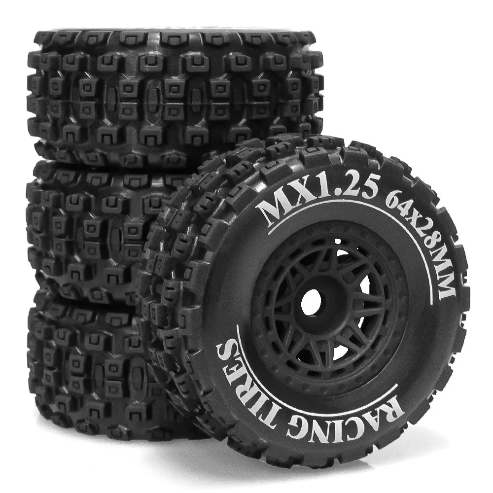 

Mini Mojave Grom 4pcs Plastic Wheels Rims with Rubber Tires for Arrma RC Car 1/16 Mojave Grom 4X4 Desert Truck Upgrade Parts