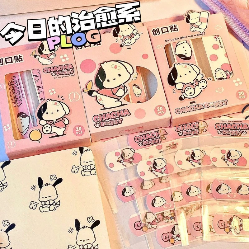 20pcs/box Sanrio Pochacco Band Aid Cartoon Anime Hemostasis Adhesive Kids First Aid Adhesive Bandage Aid Wound Plaster Patches