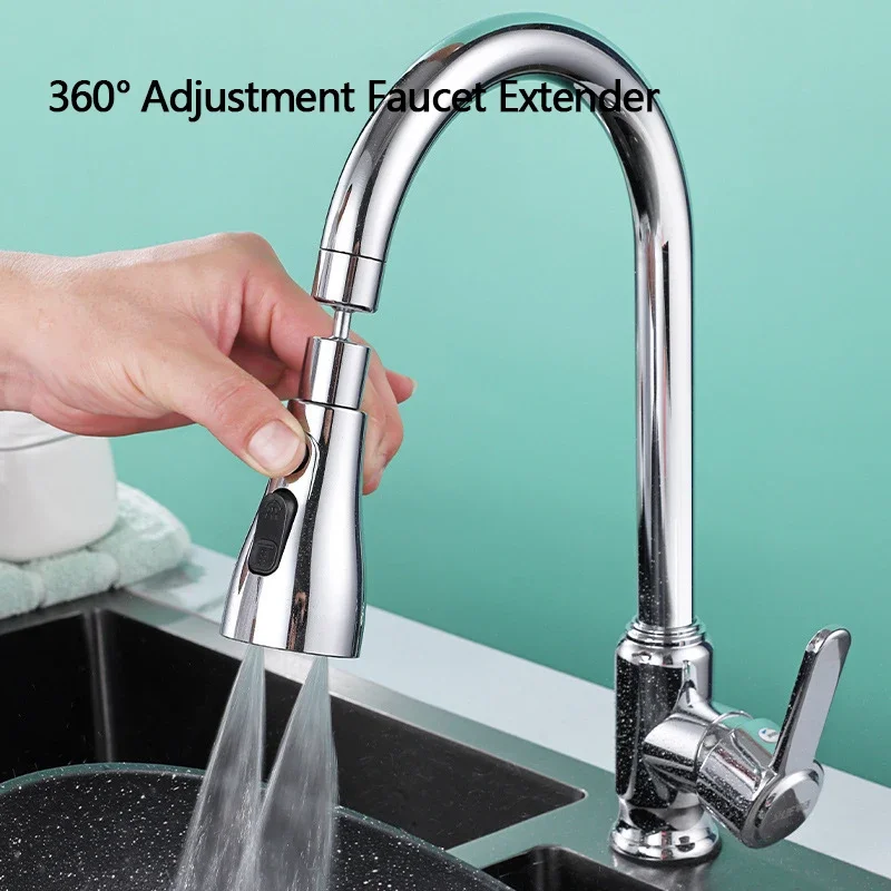 

360° Adjustment Kitchen Faucet Extender Universal Rotation Faucet Sprayer Head Three Mode Water Saving Pressurize Faucet Filter