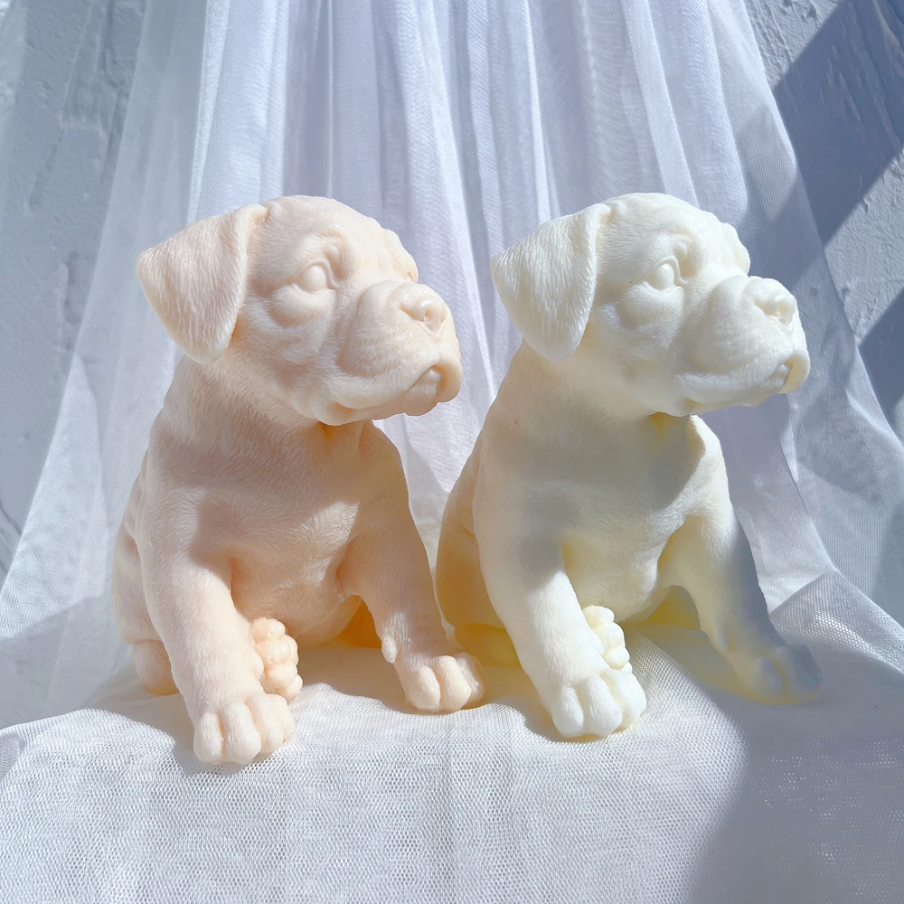 Boxer Puppy Candle Silicone Mold 3D Animal Cute Puppies Statue Soy Wax Mould Dog Lover Gift Home Decor Molds