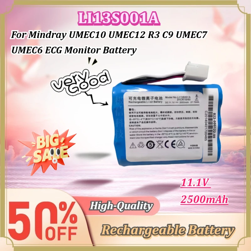 For Mindray UMEC10 UMEC12 R3 C9 UMEC7 UMEC6 ECG Monitor Battery LI13S001A 11.1V 2500mAh Rechargeable Li-ion Replacement Battery