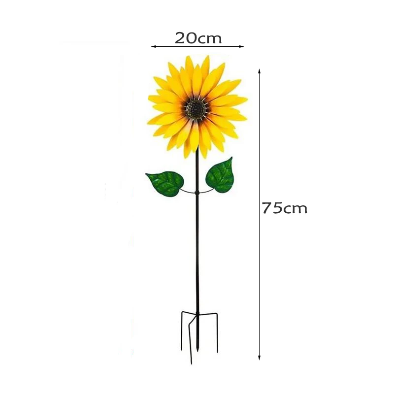 Sunflower Windmill Metal Rotating Sunflower Wind Spinner With Stake Standing Lawn Flower Pinwheel Outdoor Garden Decor Kids Toy7