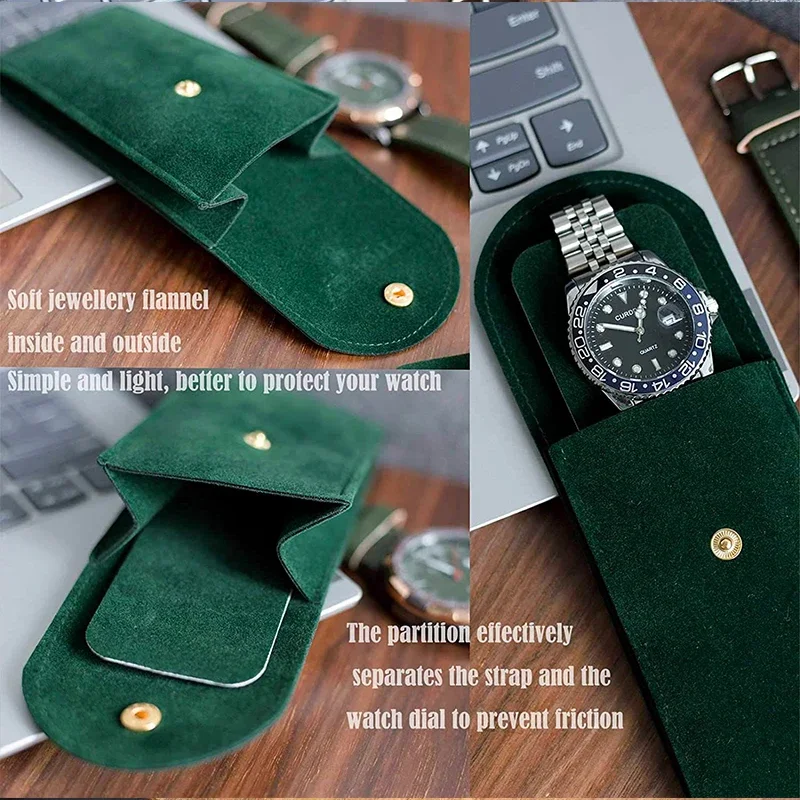 YIBIDUN Brand New Watch Storage Bag Portable Watch Bag Travel Watch Box Storage Box Green/Brown/Green image 4