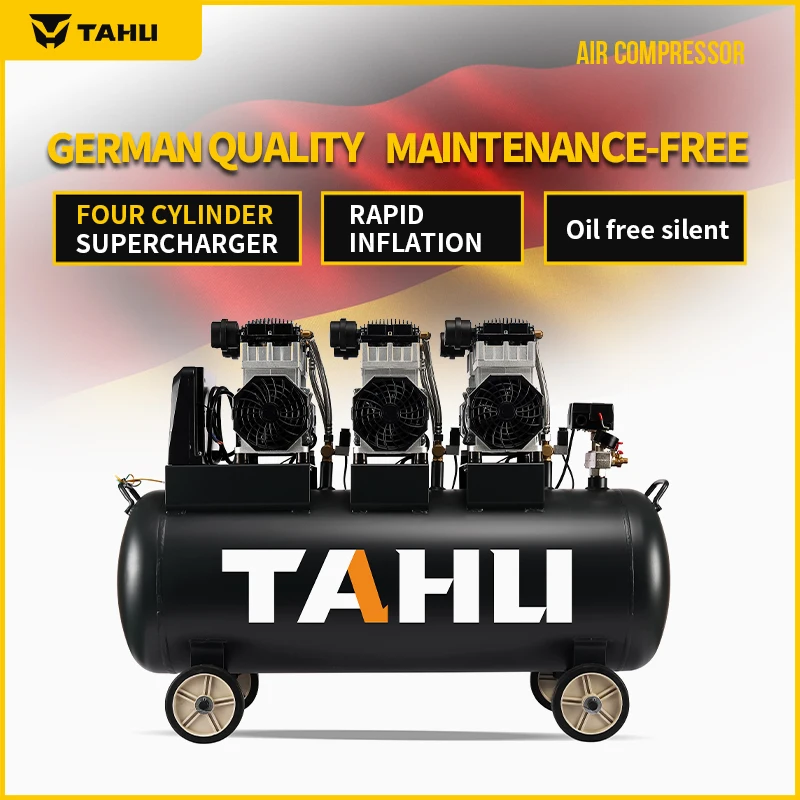 น้ํามันฟรีเครื่องอัดอากาศ 150 ลิตรเสียงต่ําน้ํามันฟรีเครื่องอัดอากาศเงียบ 150l 1440 Rpm 4500w 6hp 220V