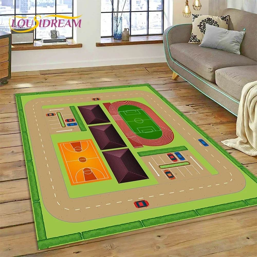 Highway Runway Playroom City Traffic Road Map Child PlayMat Carpet Rug for Bedroom Living Room Sofa Decoration Decor Floor Mat