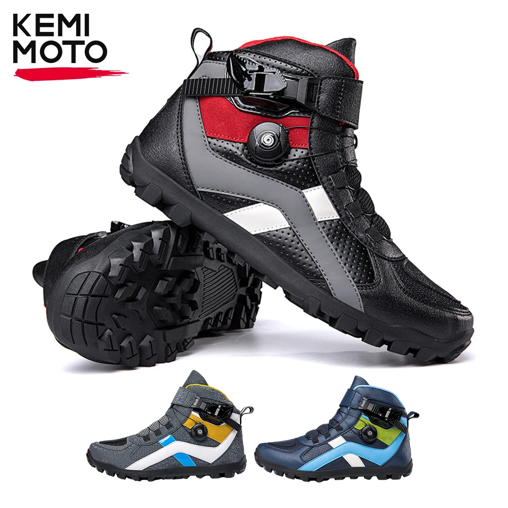 Botas cortas para motocicleta, zapatos para hombre, zapatillas de deporte para montar, Unisex, muy elásticas, transpirables, cómodas, para ciclismo todoterreno al aire libre