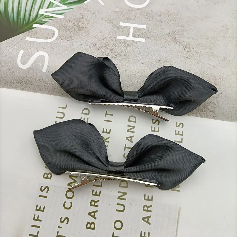 2pcs Ribbon Standing Hair Bows Clips Vintage Bowknot Side Hairpin Cute Girls Barrettes Headdress  Hair Accessories for Women