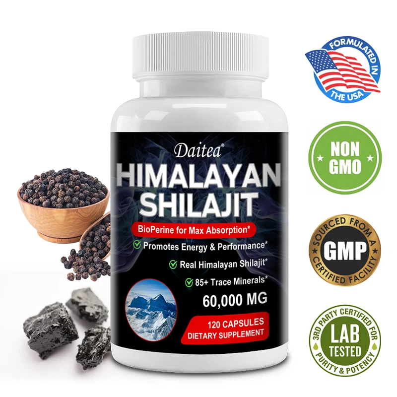 Himalayan Shilajit Capsules - Contains 85+ Trace Minerals, Helps with Nutrient Absorption, Supports The Digestive System