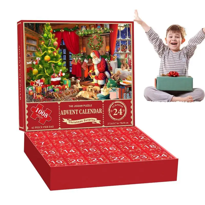 Christmas Advent Calendar Jigsaw Puzzle 1000pcs Christmas Countdown Puzzle Box Toy Gift Box 24 Days Countdown Calendars