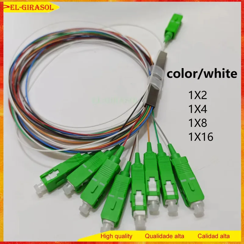 

High Quality 10 PCS/Lot 1X2 1X4 1X8 1X16 PLC SC/APC SM Single Mode 0.9mm G657A1 1m Fiber Optic Splitter FTTH