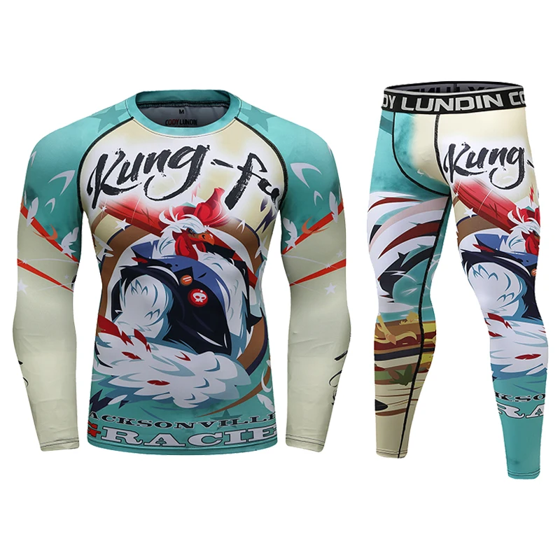 Cody lundin Anime Print UPF 50+ Men Surfing Swiming Rashguard Set T-Shirts+Legging Custom Sublimation Men Boxing Training Suits