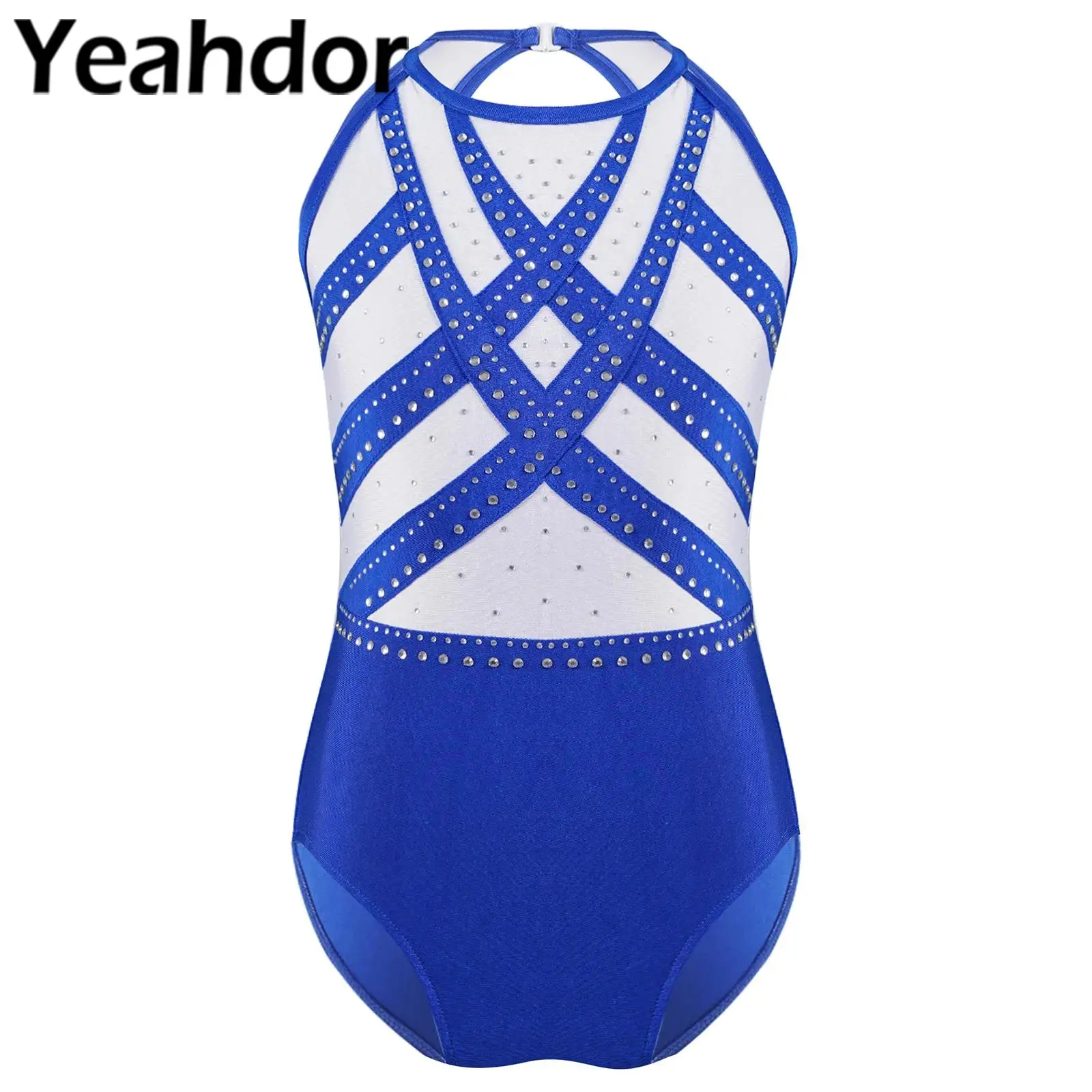 Kids Girls Ballet Gymnastics Leotard Sleeveless Bodysuit Figure Skating Dance Comtumes Keyhole Back Sports Workout Yoga Fitness