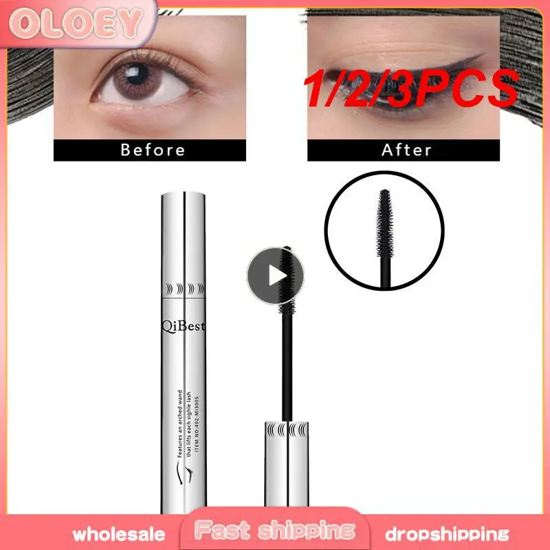 Qibest-Impermeável e Curling Rimel Mascara para Mulheres, 3D Black, Maquiagem Profissional, Alongamento, Cílios, Silicone, 1 Pc, 2 Pcs, 3Pcs