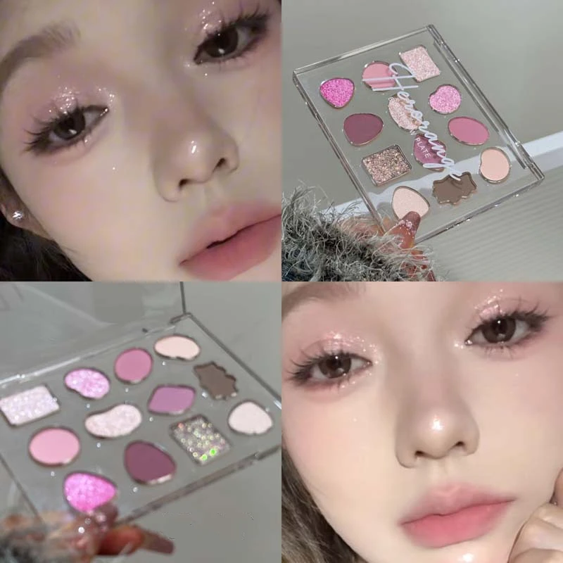 Smoky Retro 12 สีอายแชโดว์ Palette Delicate Powdery Non-Fly Powder Pearlescent Fine Glitter ธรรมชาติที่ครอบคลุม Palette