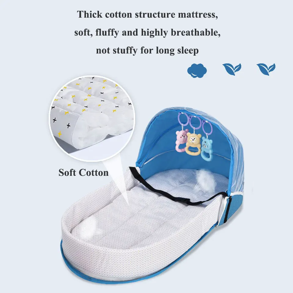 Draagbare Reizen Babybedje Opvouwbare Babybedje Nest Multifunctioneel Babybedje met Bescherming Klamboe Wieg voor Pasgeborenen Wieg