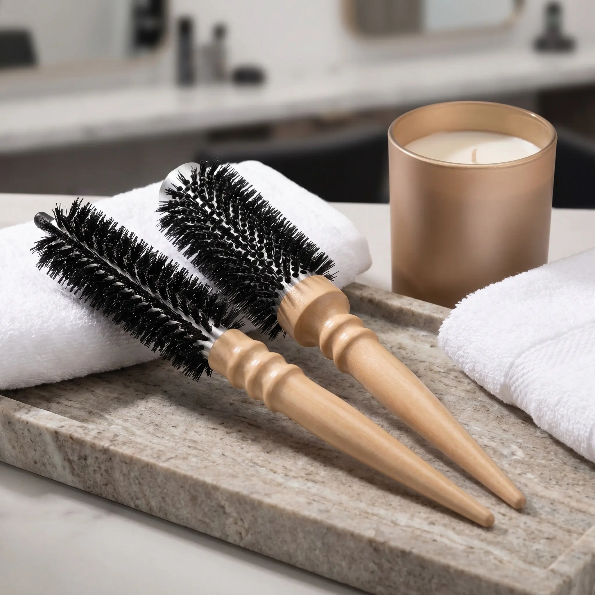 2Pcs Roll Hairbrush for Women Blow Drying Anti-Static Hair Brush Curly Hair Styling Comb Scalp Massage