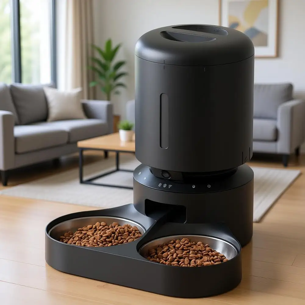 

Автоматическая кормушка для домашних животных с камерой, видео 1080P HD, ночным видением, Wi-Fi 5G, двусторонней аудиосвязью, низким энергопотреблением, оповещениями о движении и звуке, двойным трекером