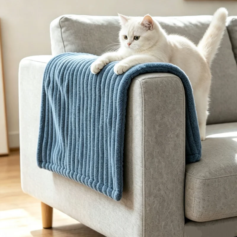 Solid Corduroy Striped Sofa Armrest Cover Anti‑Slip Cat Scratch Resistant Backrest Seat Protector Sectional Sofa Headrest Pads